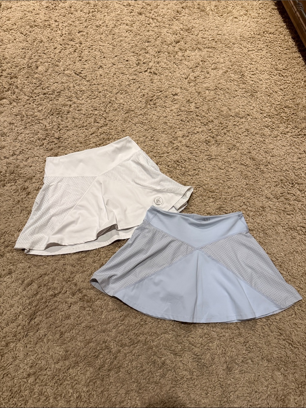 ALALA Rally Perforated Tennis Skirts Skorts - 2 White & Light Blue - size Small